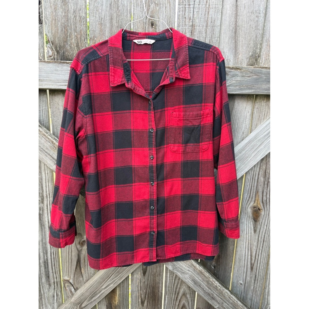 SO‎ Goods For Life Red Black Buffalo Plaid Flannel Shirt XXL JG34W010RR Cotton